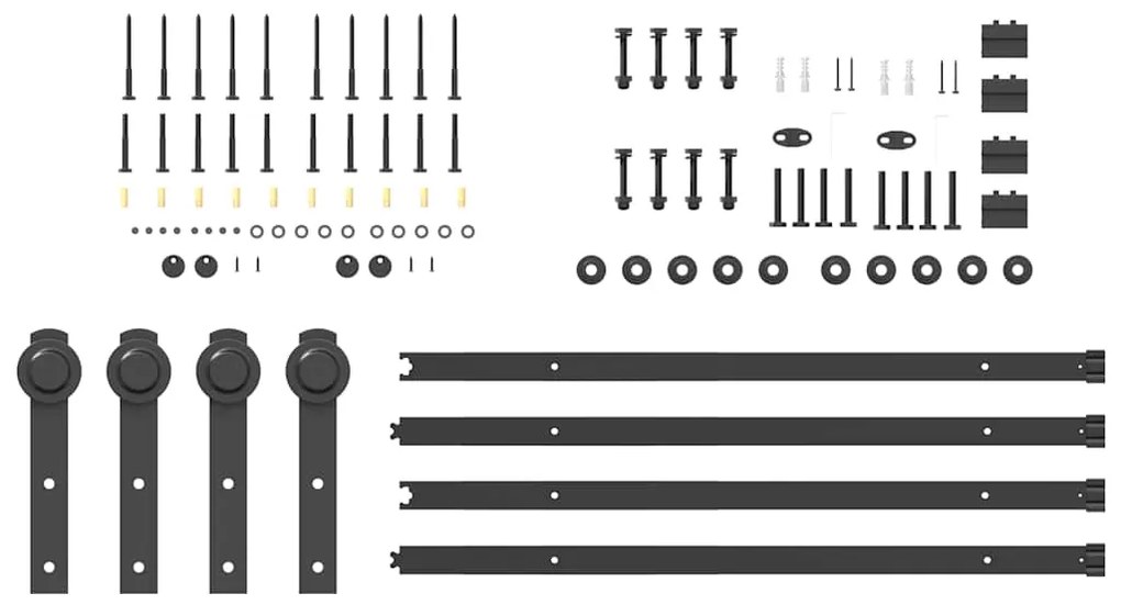 Kit de ferragens para porta deslizante 213,5 cm aço preto