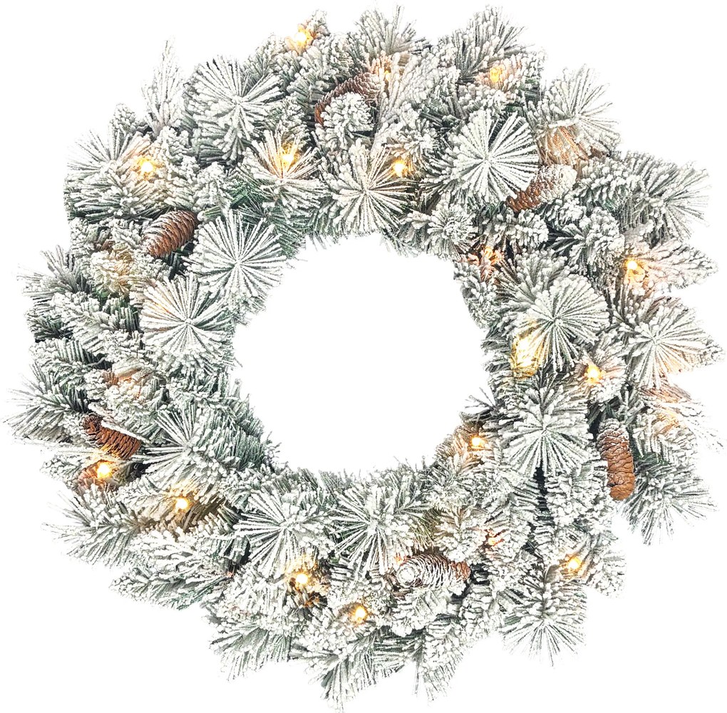 Grinalda de Natal Luminosa, 60 x 60 x 8 cm, 35 LED Branco Quente, Verde