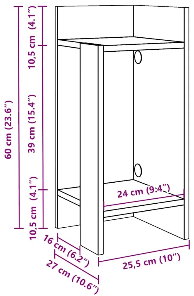 Mesas laterais 2 pcs prateleira 110x50x103 cm carvalho fumado