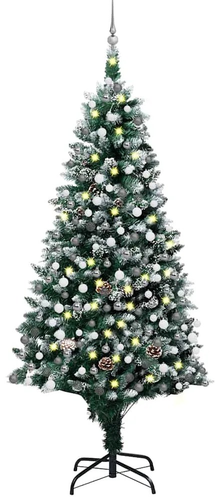 vidaXL Árvore Natal artificial com LEDs e bolas e pinhas 210 cm