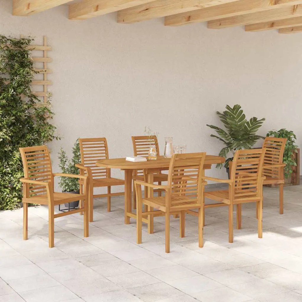Conjunto de Jantar para Jardim com 7 Peças em Madeira Teak.