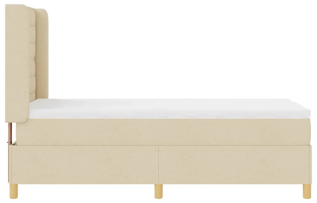 Cama Box com Colchão Creme 90x200 cm, Tecido