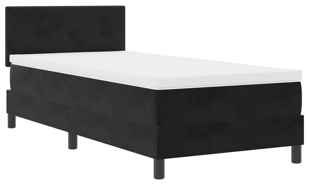 Cama Box Spring vidaXL com Colchão Preto Solteiro Veludo
