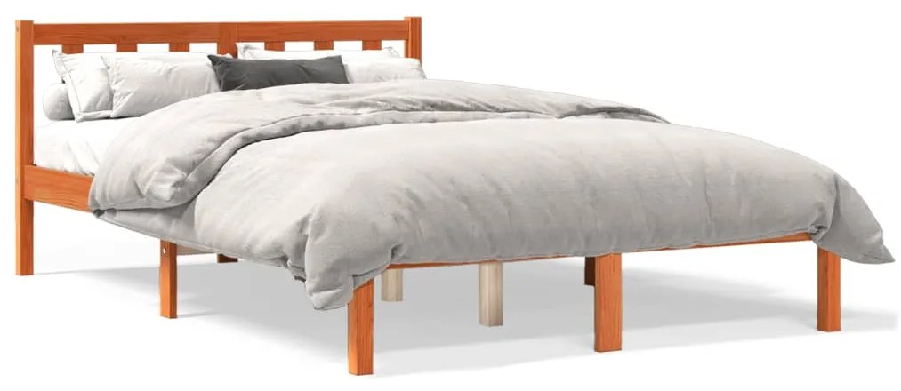 VidaXL Cama sem colchão 140x190 cm pinho maciço castanho-mel