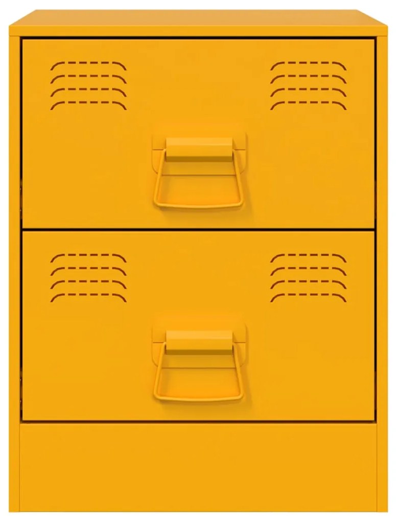Mesas de cabeceira 2 pcs 34,5x39x44 cm aço amarelo