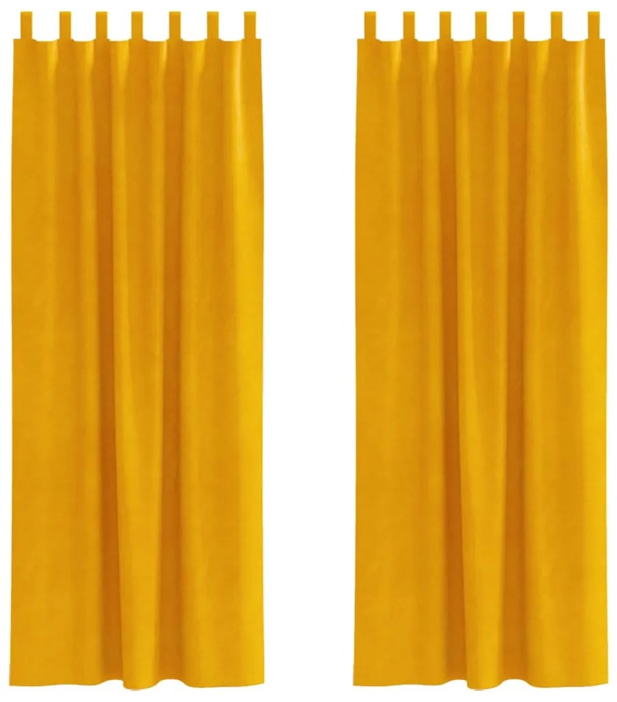 Cortinas Blackout vidaXL com Laços de Pendurar 2 pcs Amarelo Mostarda