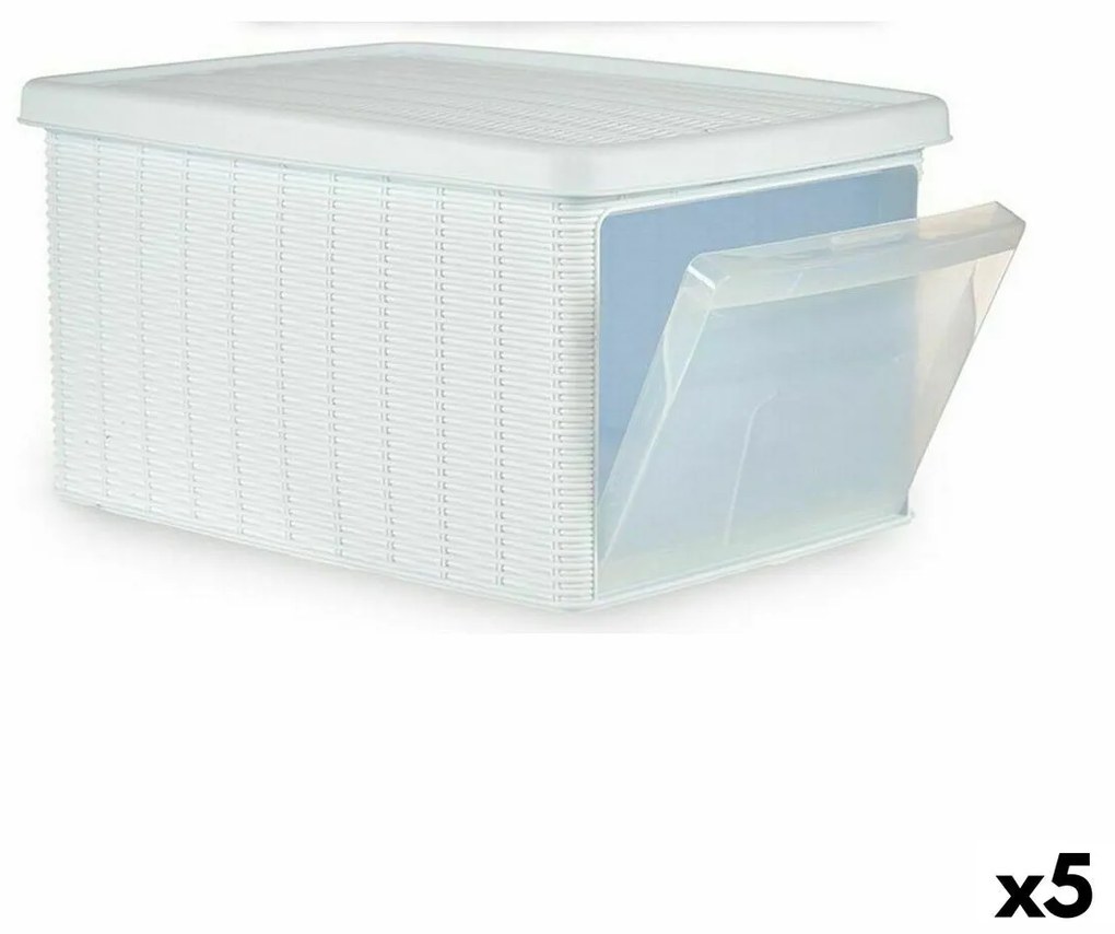 Caixa de Armazenagem com Tampa Stefanplast Elegance Bijzettafel Branco Plástico 29 x 21 x 39 cm (5 Unidades)
