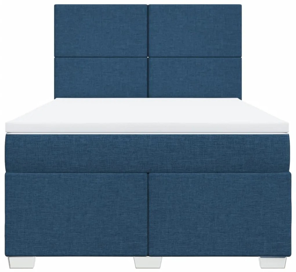 Cama com molas/colchão 160x200 cm tecido azul