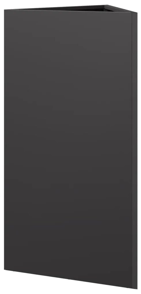 Vaso/floreira de jardim triangular 40x34,5x70 cm aço preto