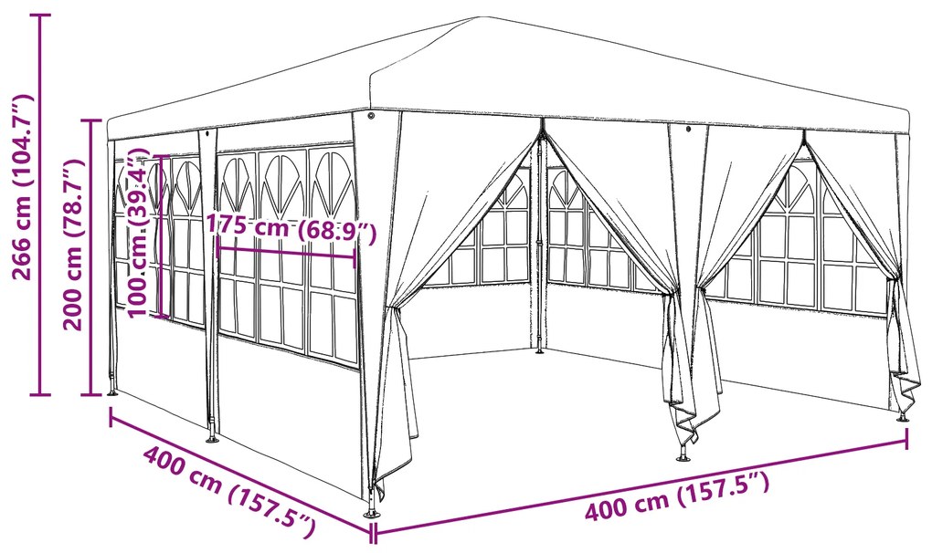 Tenda de Festa com 8 Lados Azul 4x4 m PE