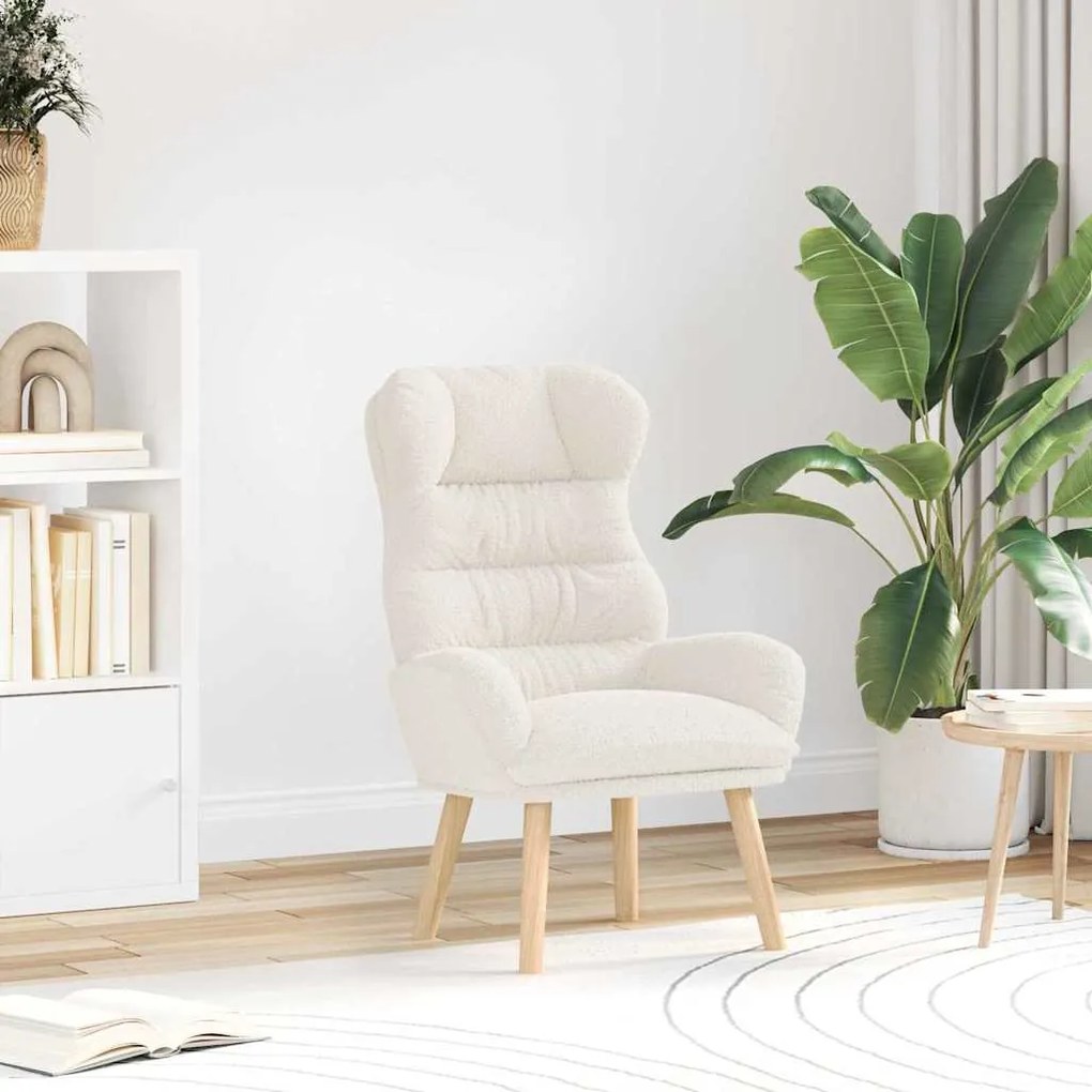 Poltrona Relaxante vidaXL Creme em Tecido Parecido com Lã