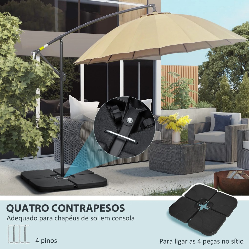 Outsunny Conjunto de Pesos para Base de Chapéu de Sol de 4 Peças Base