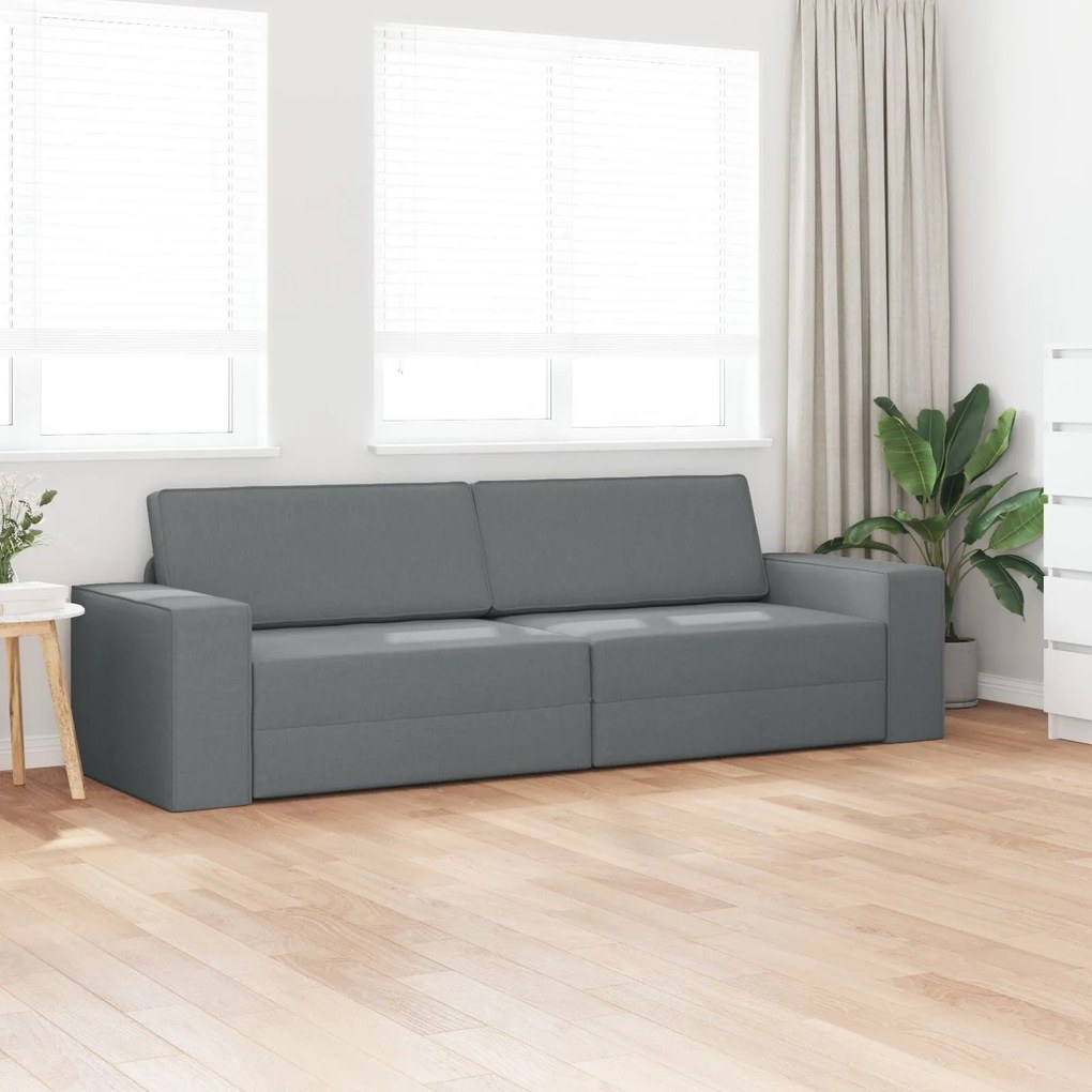 Sofá Cama de Chão 2 em 1 Cinza Escuro 245x150x60.5 cm Tecido