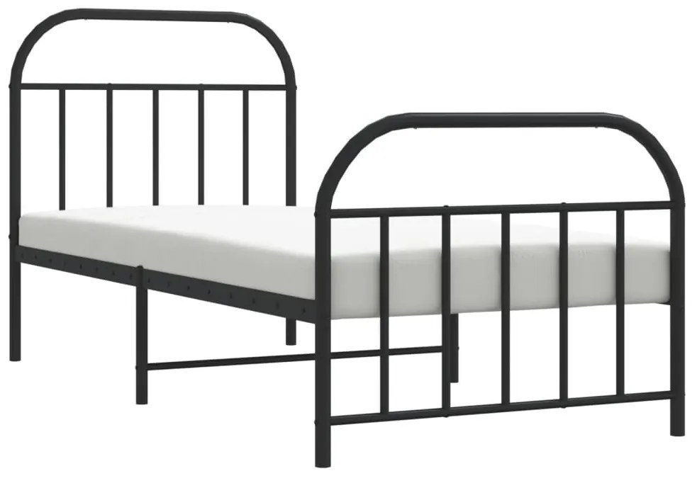 Estrutura de cama com cabeceira e pés 90x200 cm metal preto