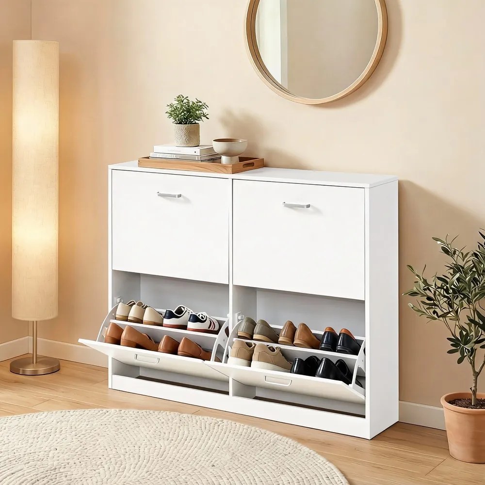 Sapateira com 4 abas para sapatos 24 x 105,5 x 82,7 cm branco