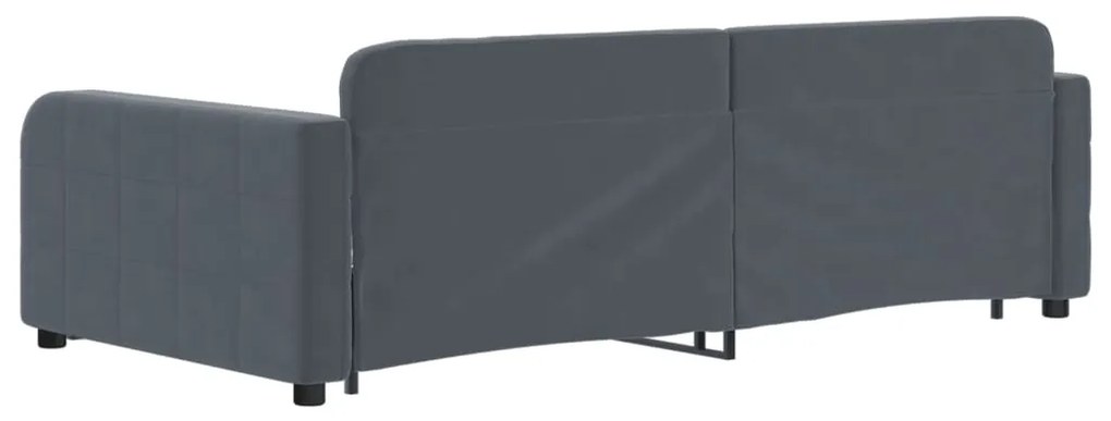 Sofá-cama c/ gavetão e gavetas 100x200cm veludo cinzento-escuro