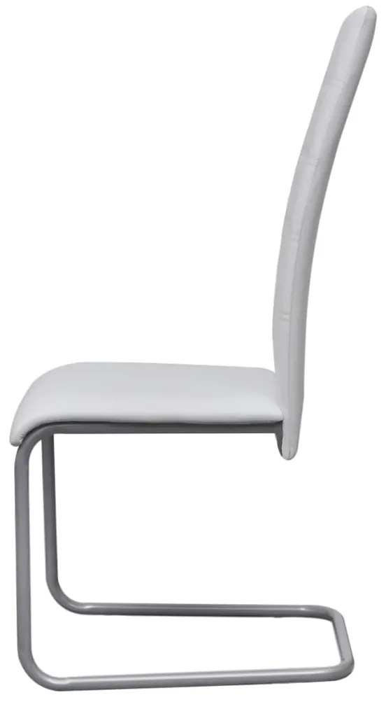 Cadeiras de jantar cantilever 2 pcs couro artificial branco