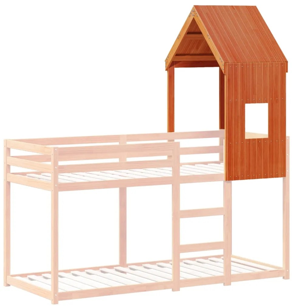 Telhado cama infantil 60x99x139,5 cm pinho maciço castanho-mel