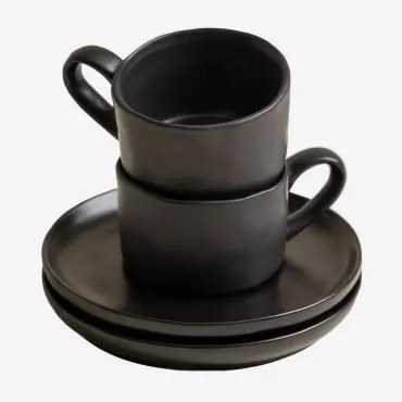 Pack De 2 Chávenas De Café 10 Cl Com Pires Belvere Preto - Sklum