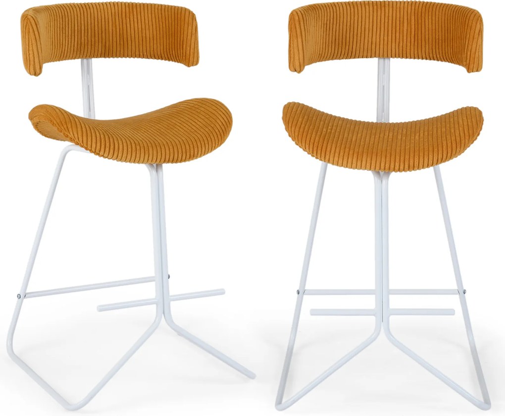 Conjunto de 2 Bancos de Bar, 50,5 x 51 x 93 cm, Estofados a Bombazina, Laranja