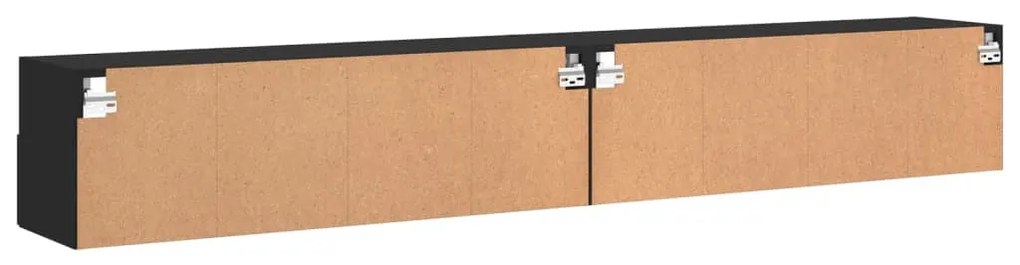 Móveis parede p/ TV 2 pcs 100x30x30 cm derivados madeira preto