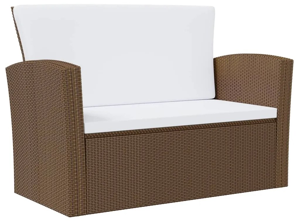 8 pcs conjunto lounge jardim c/ almofadões vime PE castanho