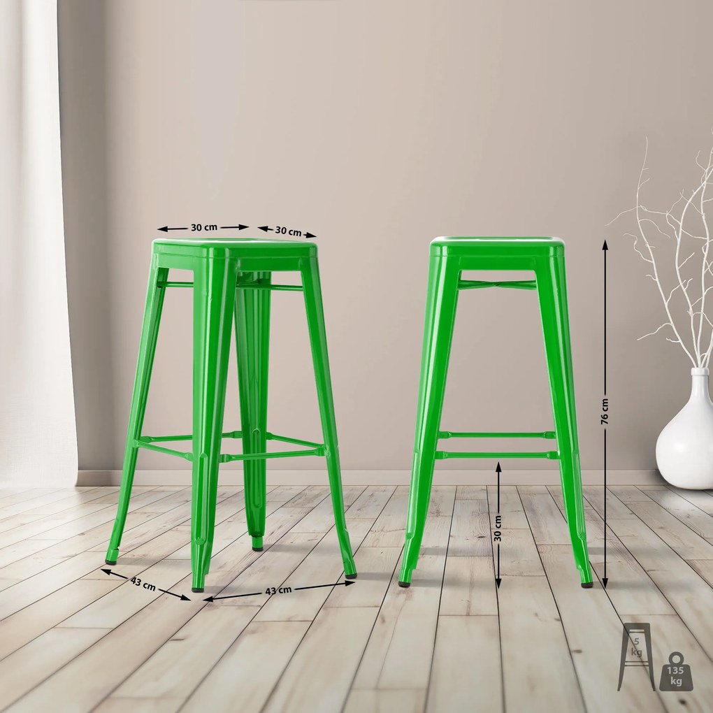 Banco de bar Joshua metal 76 x 43 x 43 cm verde