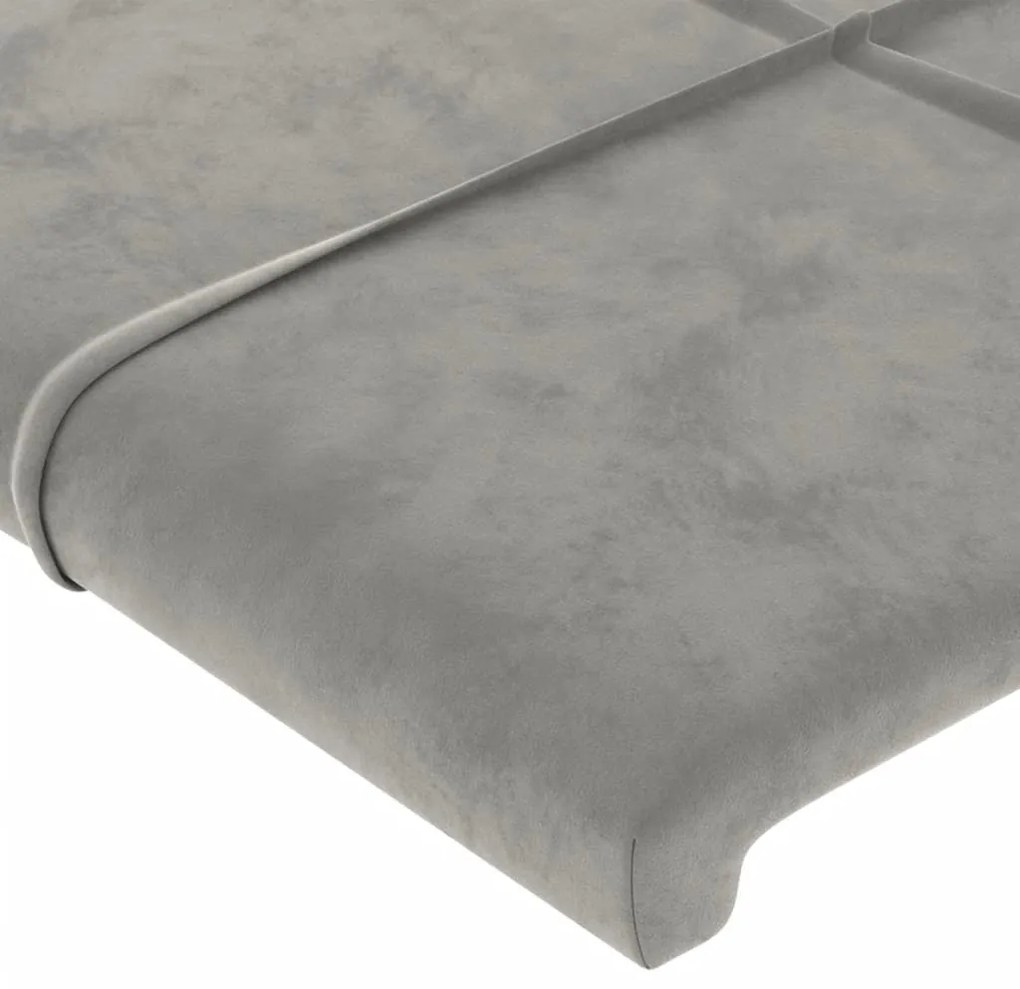 Cabeceira de cama c/ abas veludo 203x16x78/88 cm cinzento-claro