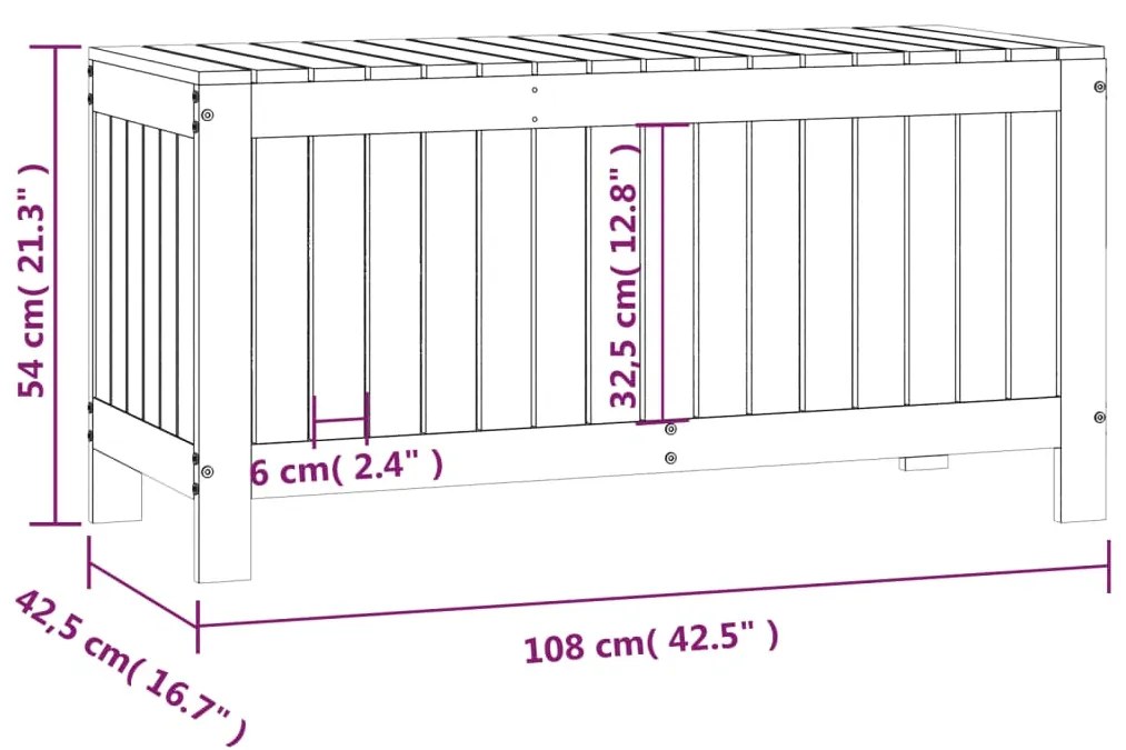 Caixa de arrumação jardim 108x42,5x54 cm pinho maciço preto