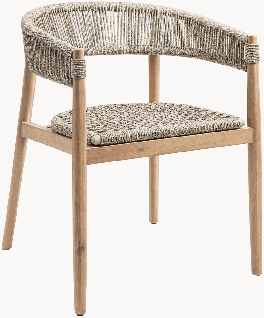 Cadeira de jantar em madeira de acácia para jardim com braços Miara