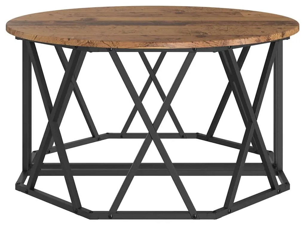 Mesa de Centro vidaXL Madeira Velha 80x80x42 cm em Madeira de Engenhar