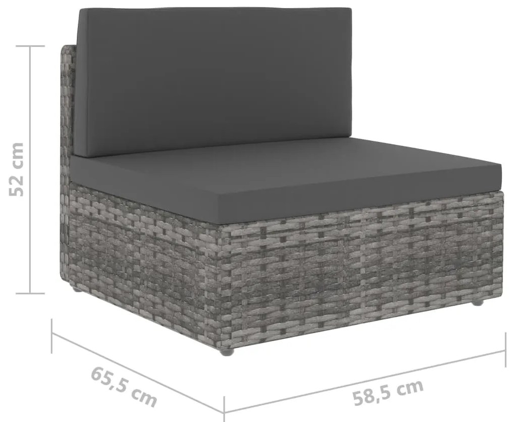 2 pcs conjunto lounge de jardim vime PE cinzento