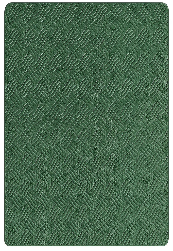Colcha com relevo e duas almofadas verdes 140 x 210 cm BABAK Beliani