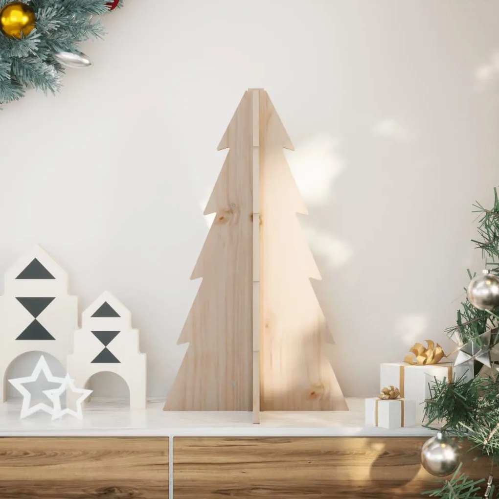 Árvore de Natal decorativa 69,5 cm madeira de pinho maciça