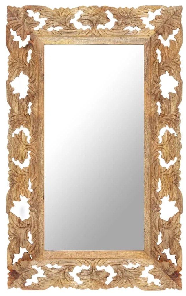 321639 vidaXL Espelho esculpido à mão 80x50 cm mangueira maciça castanho