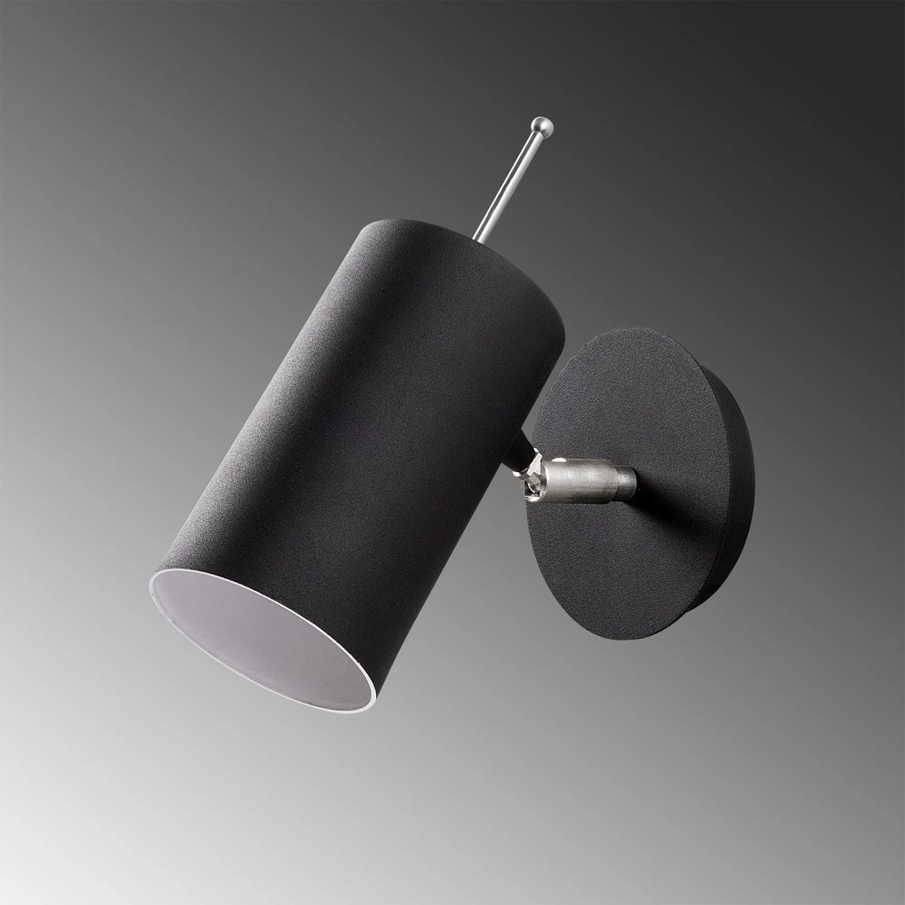 Candeeiro de Parede Kem – Preto/Níquel – 9 x 22 cm