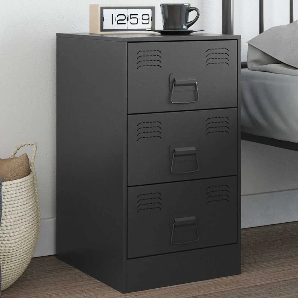 Mesa de cabeceira 34,5x39x62 cm aço preto