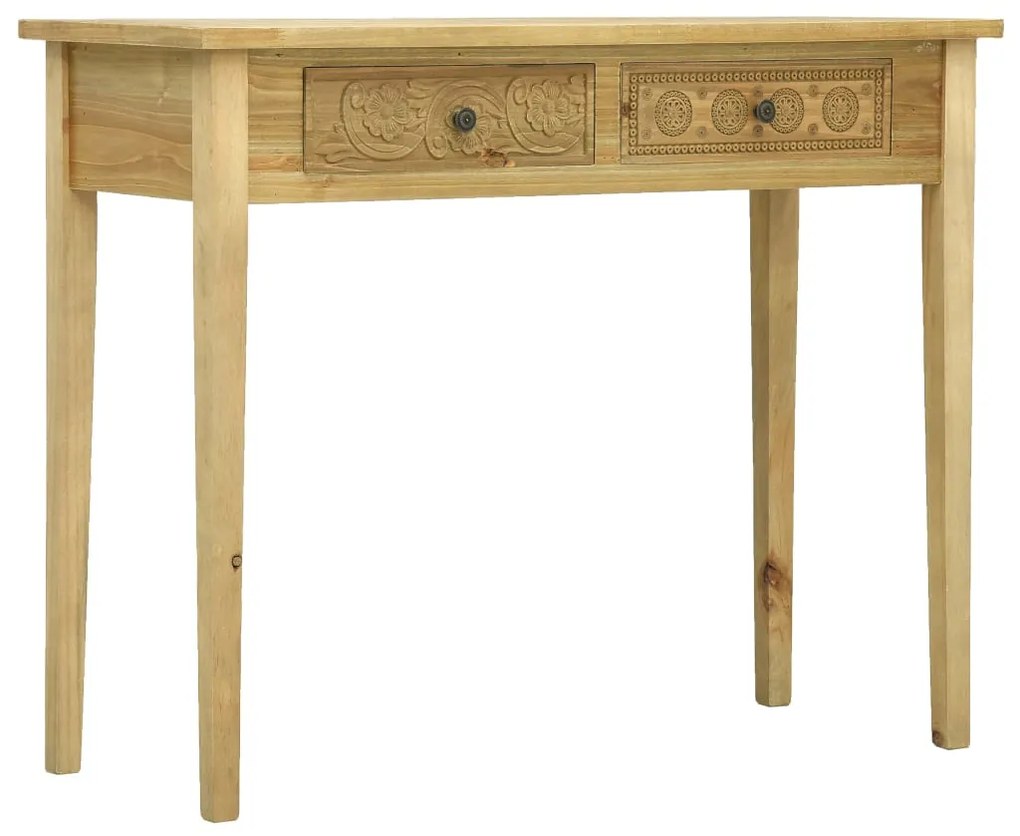 vidaXL Mesa consola c/ 2 gavetas padrões esculpidos 96x40x78cm madeira