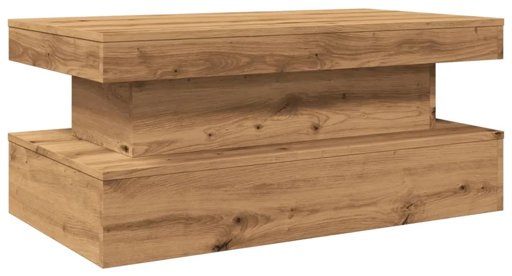 Mesa de centro com luzes LED 90x50x40 cm carvalho artisiano