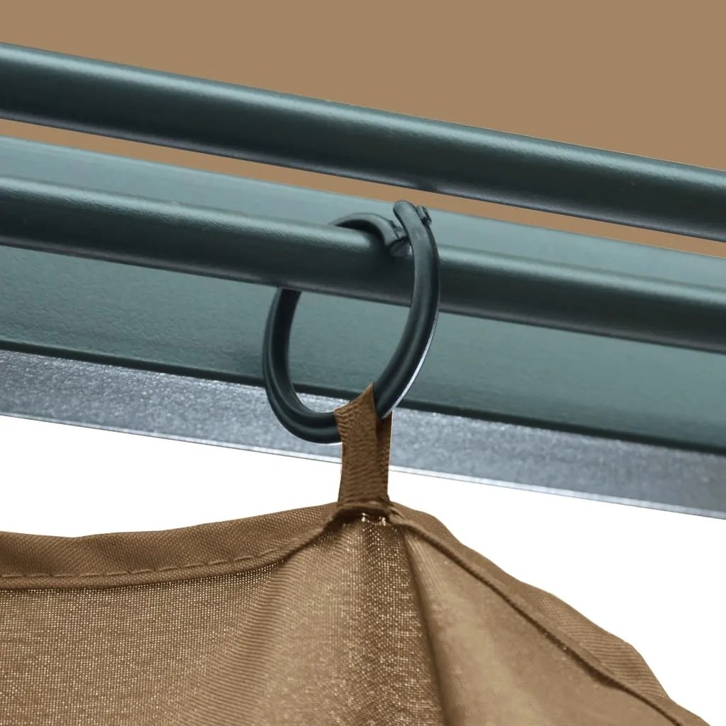 Gazebo com cortina 400x300 cm alumínio cinzento-acastanhado