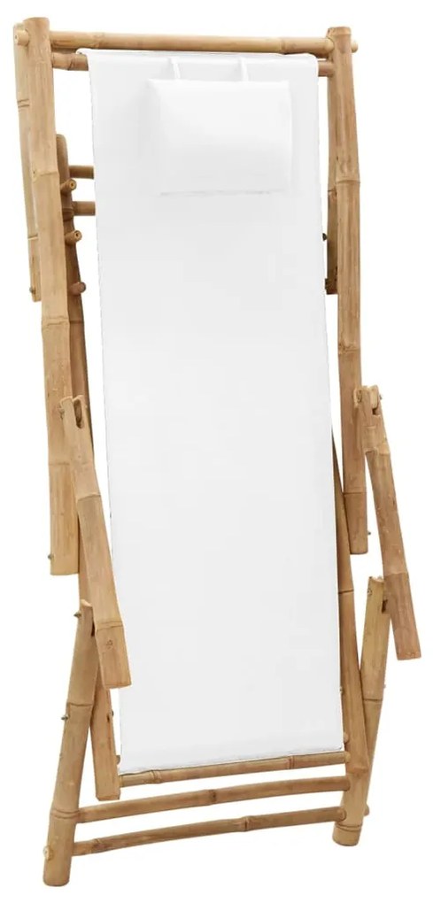 Cadeira de terraço em bambu e lona branco nata