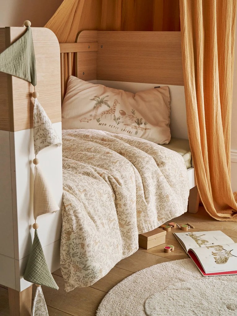 Conjunto capa de edredão + fronha de almofada para bebé, BABYLON   bege estampado