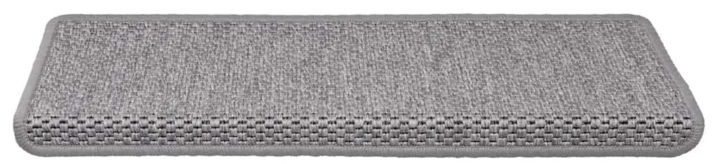 Tapetes escada adesivos aspeto sisal 30pcs 65x21x4 cm prateado