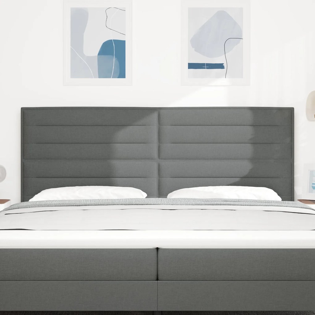 Cabeceira Design Linhas Cinza Escuro 200 cm Tecido