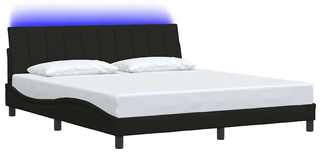 Estrutura de cama sem colchão 180x200 cm tecido preto