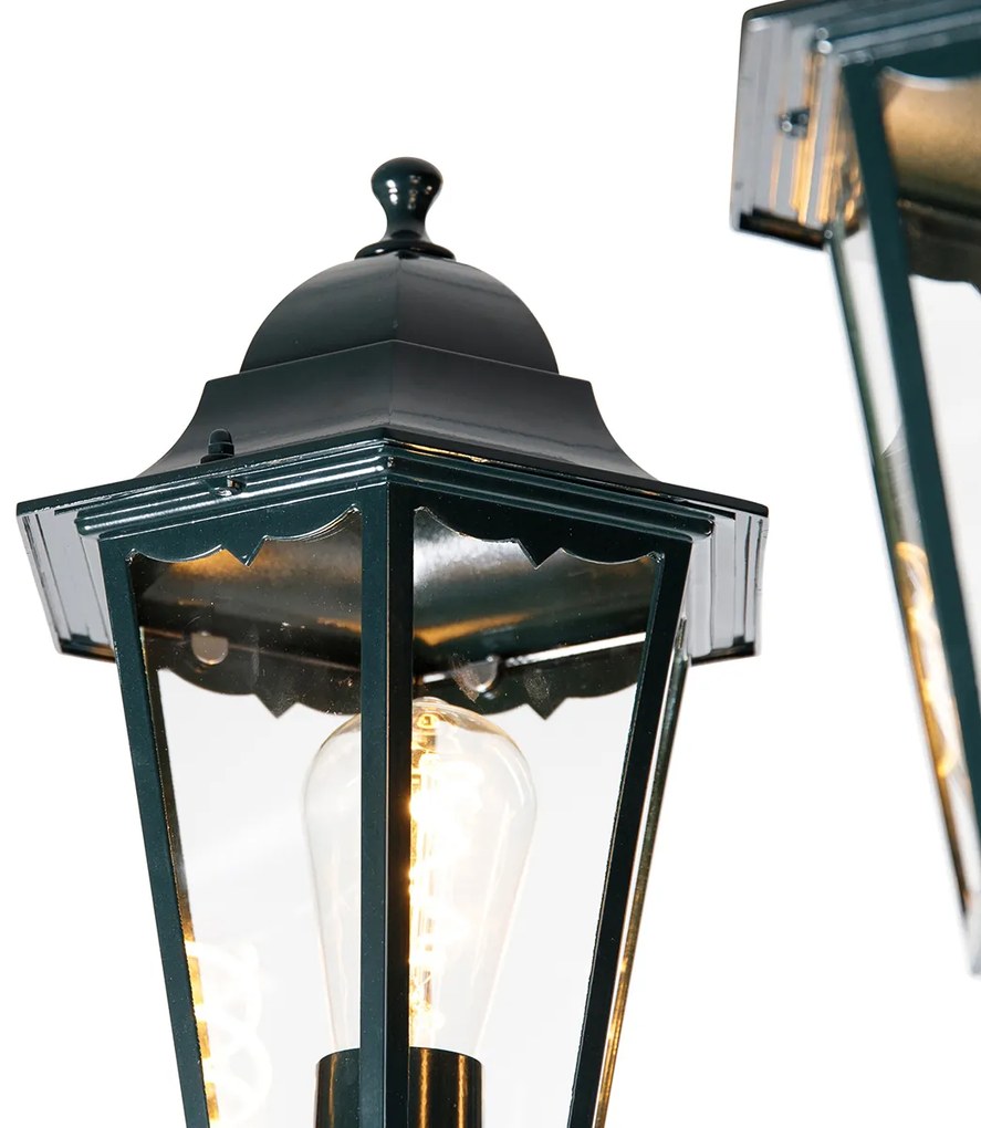Lanterna de exterior rústica verde escura 3 luzes IP44 - New Orleans