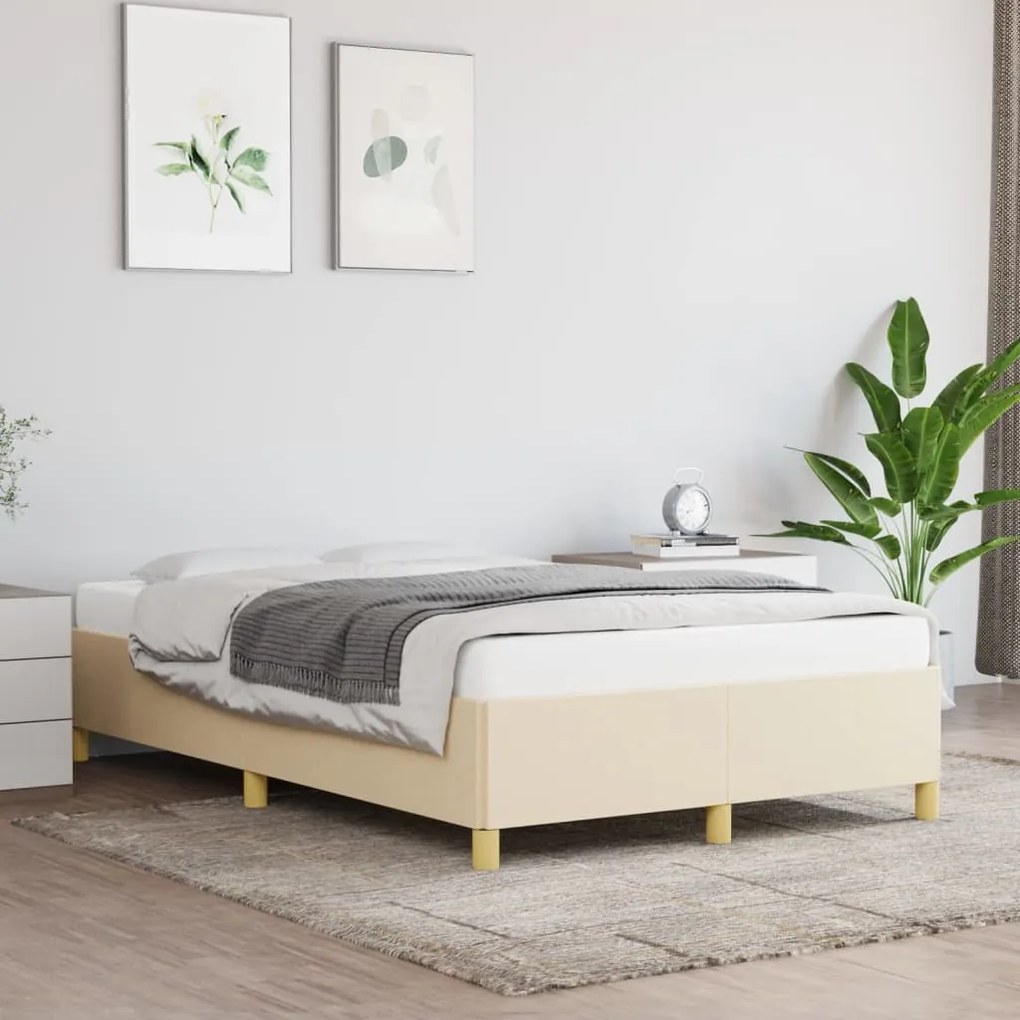 Estrutura de cama sem colchão 120x200 cm tecido cor creme