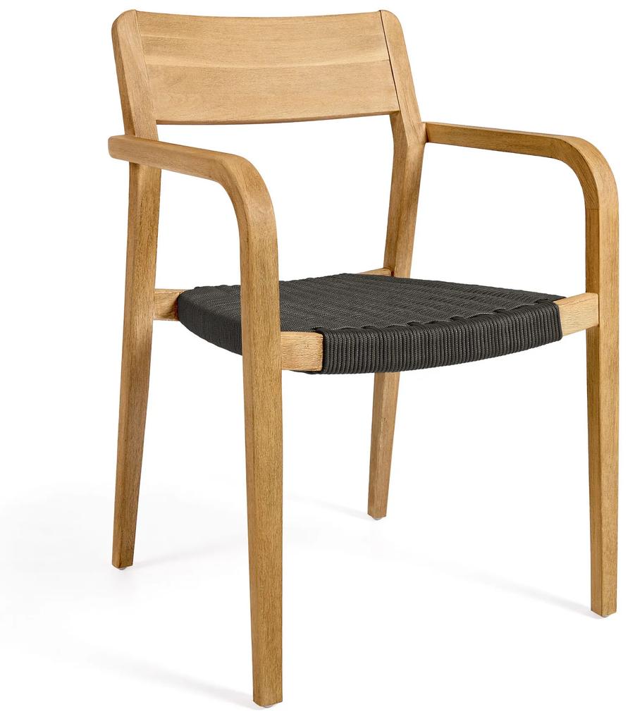 Kave Home - Cadeira Better de madeira maciça de acácia e corda preto