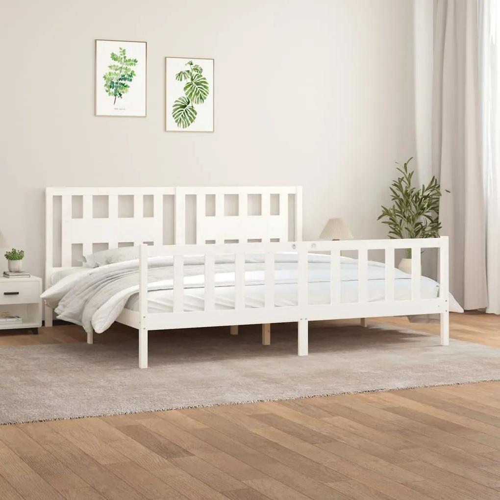 Estrutura de cama com cabeceira 200x200 cm pinho maciço branco