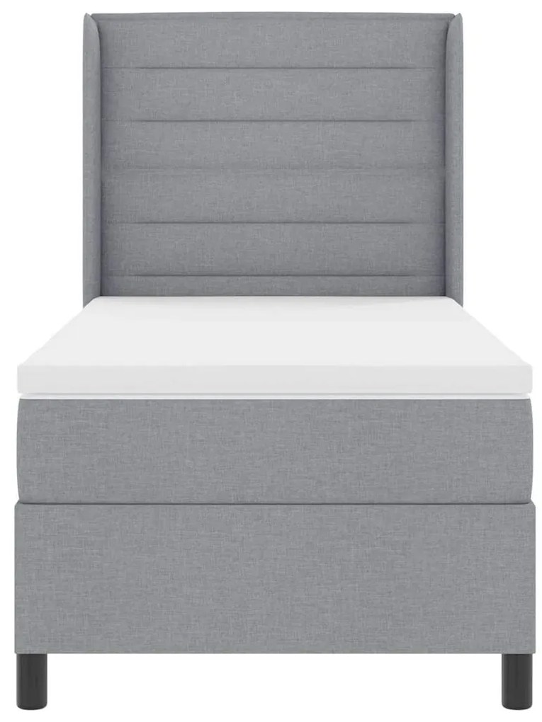 Cama Box com Colchão e LED Cinza Claro 90x190 cm Tecido